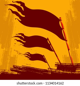 Revolution Poster Propaganda Background Style. Revolution raising The Flag.