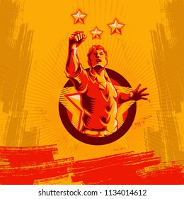 Revolution Poster Propaganda Background Style. Protest fist. Retro revolution poster design.