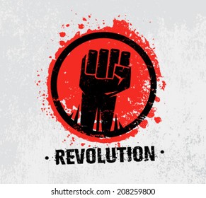 Revolution Protest Fist Creative Grunge Vector Concept on Grunge Background