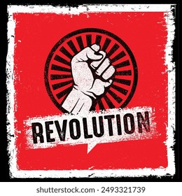 Revolution Protest Fist Creative Grunge Vector Concept. Inspiring Creative Motivation Quote Poster Template. Vector Typography Banner Design Concept