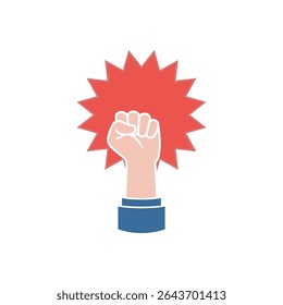 revolution protest with outline hand. concept of communism, socialism, radical, patriotic, solidarity, uprising. isolated on white backgroAund. flat style trend modern logo design vector illustration