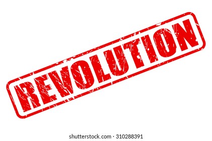 REVOLUTION red stamp text on white