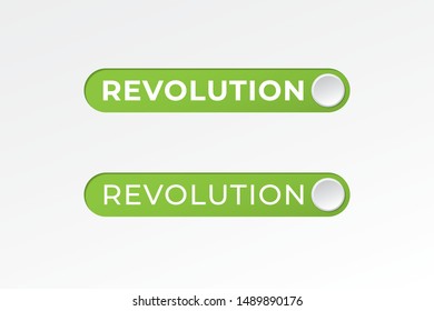 Revolution Round Lettering Logo On Off Toggle Switch Button Style Industry Four Zero Creative Concept - Green on White Background - Vector Gradient Graphic  Design