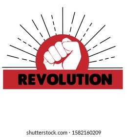 revolution slogan with hand icon illustration