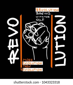 Revolution slogan typography design t shirt, vector artistic illustration graphic style