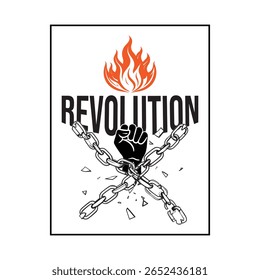 Ideia de design de camiseta temática da revolução com símbolo de punho levantado representando protesto e mudança  