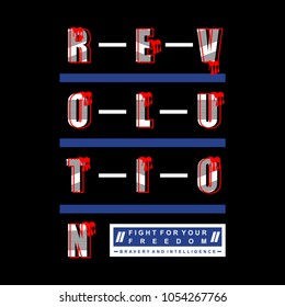 revolution typography graphic element art, vector illustration for tee shirt printing