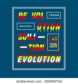 revolution typography t shirt design, vector element illustration graphic artistic urban street casual wear