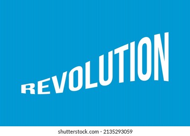 Revolution typography text vector design on blue background.