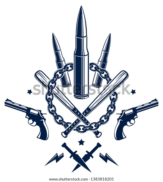 Revolution War Vector Emblem Bullets Guns Stock Vector (Royalty ...