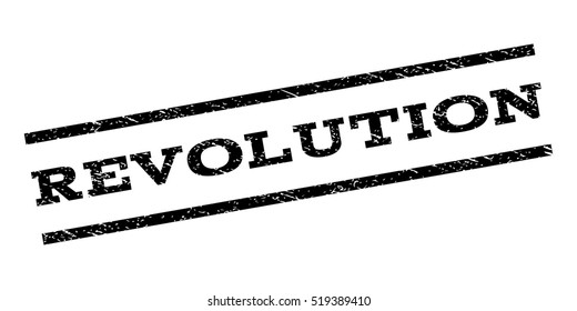 Revolution watermark stamp. Text tag between parallel lines with grunge design style. Rubber seal stamp with unclean texture. Vector black color ink imprint on a white background.