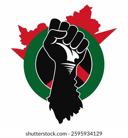Revolutionary hand vector Silhouette on white background