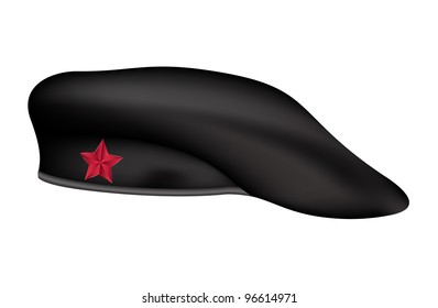 black beret with red star