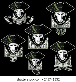 revolutionists soldiers sport teams labels set