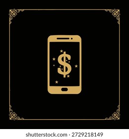 Revolutionize your digital brand with this sophisticated gold smartphone dollar icon, designed to represent the future of mobile commerce and high-end financial technology.