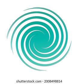 Revolved whirlpool, whirlwind design element. Radial shape with rotation, gyre effect. Curvy burst lines