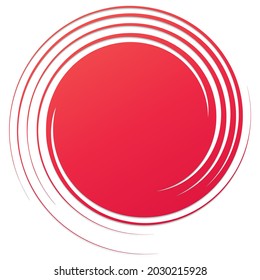 Revolved whirlpool, whirlwind design element. Radial shape with rotation, gyre effect. Curvy burst lines