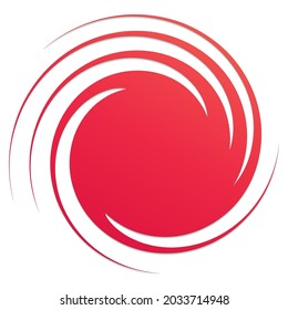 Revolved whirlpool, whirlwind design element. Radial shape with rotation, gyre effect. Curvy burst lines