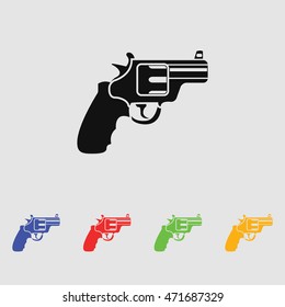 Revolver black simple icon for web and mobile. Vector. Flat style.