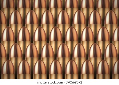 Revolver Bullets background. Neat rows of cartridges. Vector Illustration.