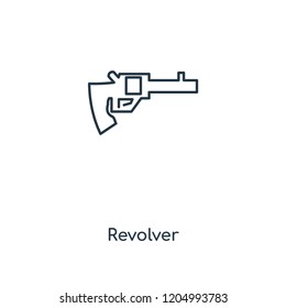 Revolver concept line icon. Linear Revolver concept outline symbol design. This simple element illustration can be used for web and mobile UI/UX.
