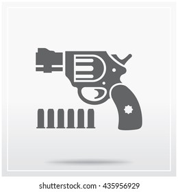Revolver. Flat icon of graphical symbol of firearm. Vector illustration