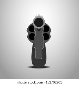 Revolver Front View. Vector Illustration