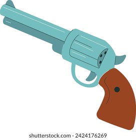 Revolver Gun Element Flat Concept Style