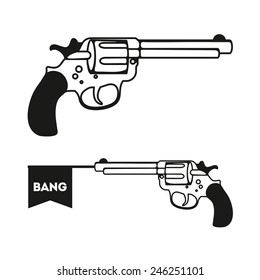 Revolver (gun) with a flag