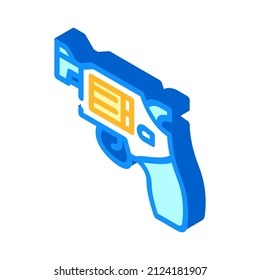Revolver Pistole isometrische Symbol Vektorgrafik. Drehfeuerwaffenzeichen. einzelne Symbolillustration