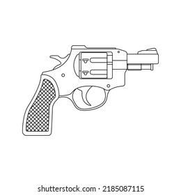 Revolver Gun Outline Icon Illustration On White Background