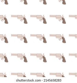 Revolver el patrón sin fisuras de las armas. Tema del Oeste salvaje. Impresión vectorial de moda a mano. Dibujo de niños de dibujos animados.