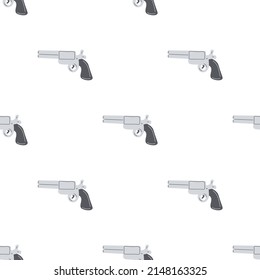 Revolver of gun seamless pattern. Wild West theme. Hand drawn colored trendy Vector print. Cartoon kids picture.