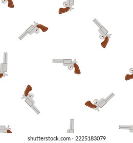 Revolver el patrón sin fisuras de las armas. Tema del Oeste salvaje. Impresión vectorial de moda a mano. Dibujo de niños de dibujos animados.