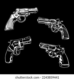 Revolver gun symbol set vector Illustration.