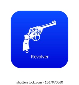 Revolver icon blue vector isolated on white background