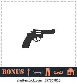 Revolver icon flat. Simple vector symbol and bonus icon