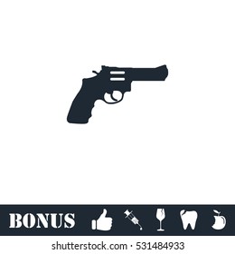 Revolver icon flat. Vector illustration symbol and bonus pictogram