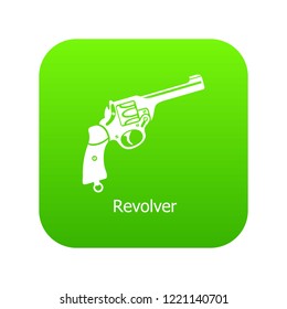 Revolver icon green vector isolated on white background
