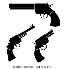 Vektorset für Revolver-Symbol Sammlung von Waffenillustrationszeichen. Pistolensymbol oder Logo.