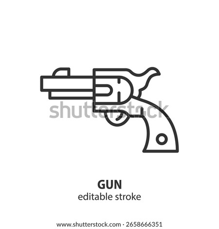 Revolver line icon. Vector illustation of gun. Editable stroke.