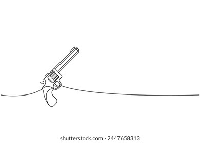 Revolver: eine Linie durchgehende Zeichnung. Verschiedene moderne Waffen kontinuierliche eine Linie Illustration. Lineardarstellung der Vektorgrafik