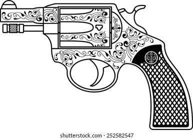 revolver with ornaments