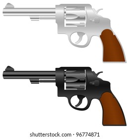 Revolver set on a white background. Vector illustration.