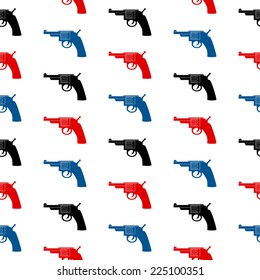 Revolver  symbol seamless pattern on white background. Vector illustration.