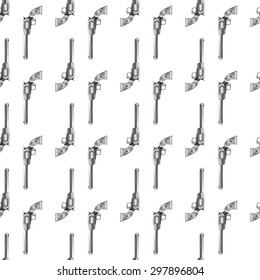Revolver symbol seamless pattern on white background. Vector illustration.