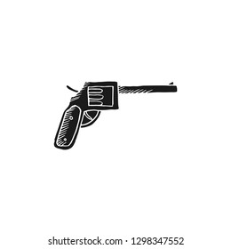 revolver vector doodle sketch isolated on white background