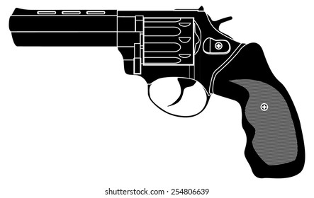 Revolver - vector drawing isolated on white background 