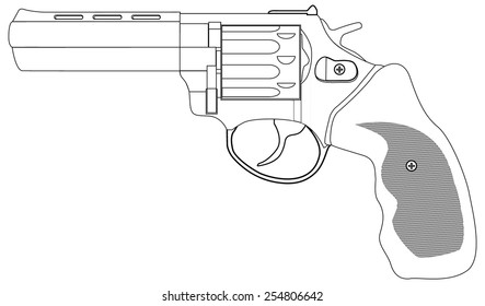 Revolver - vector drawing isolated on white background 