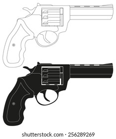 Revolver - vector drawing isolated on white background